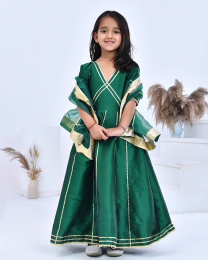 Emerald Green Gota Embellished Anarkali Set