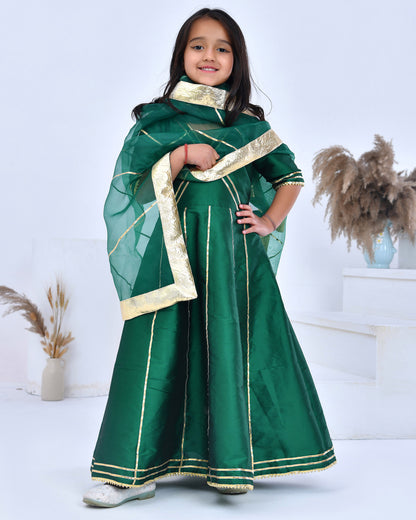 Emerald Green Gota Embellished Anarkali Set