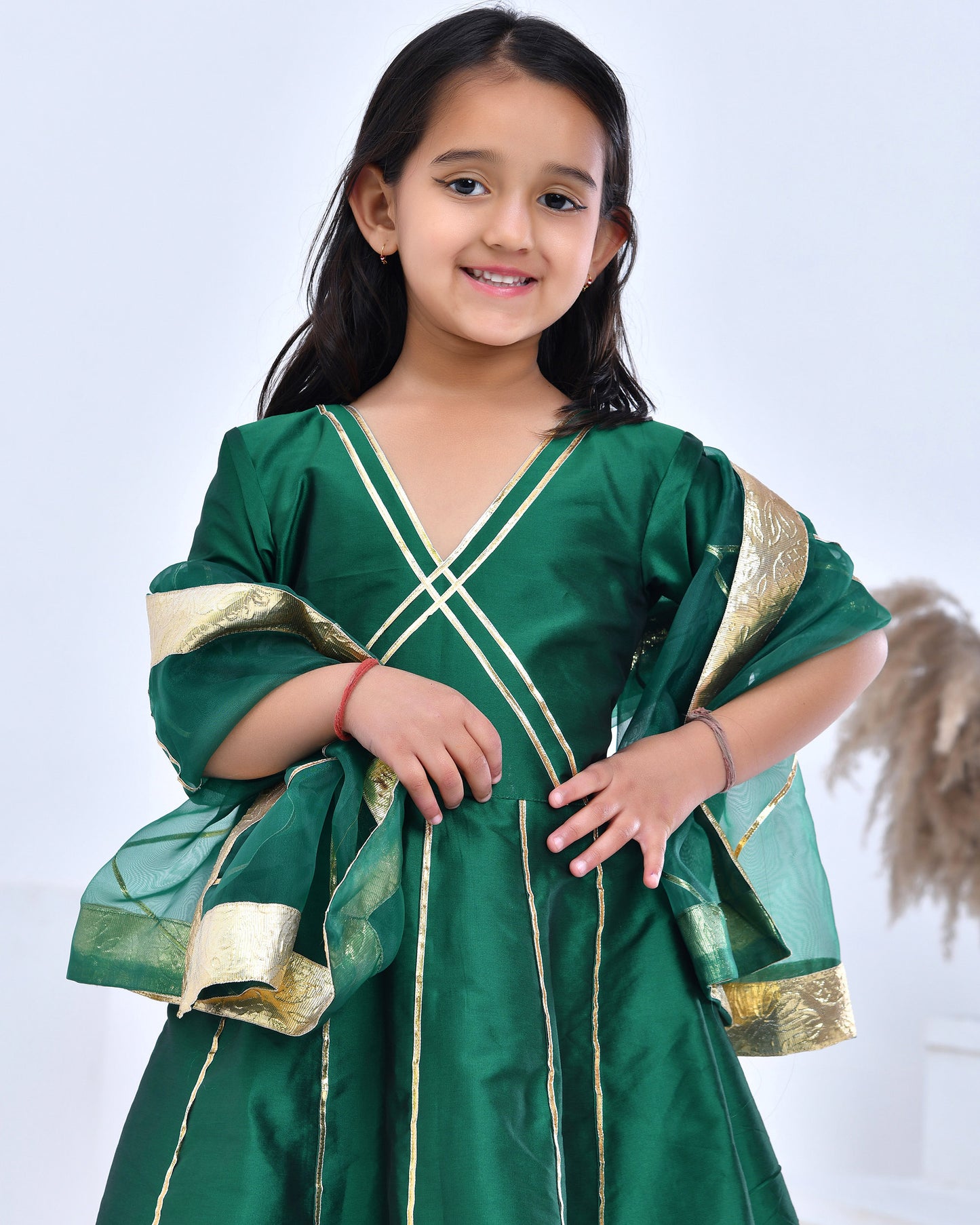 Emerald Green Gota Embellished Anarkali Set