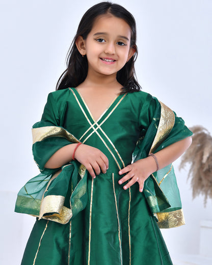 Emerald Green Gota Embellished Anarkali Set