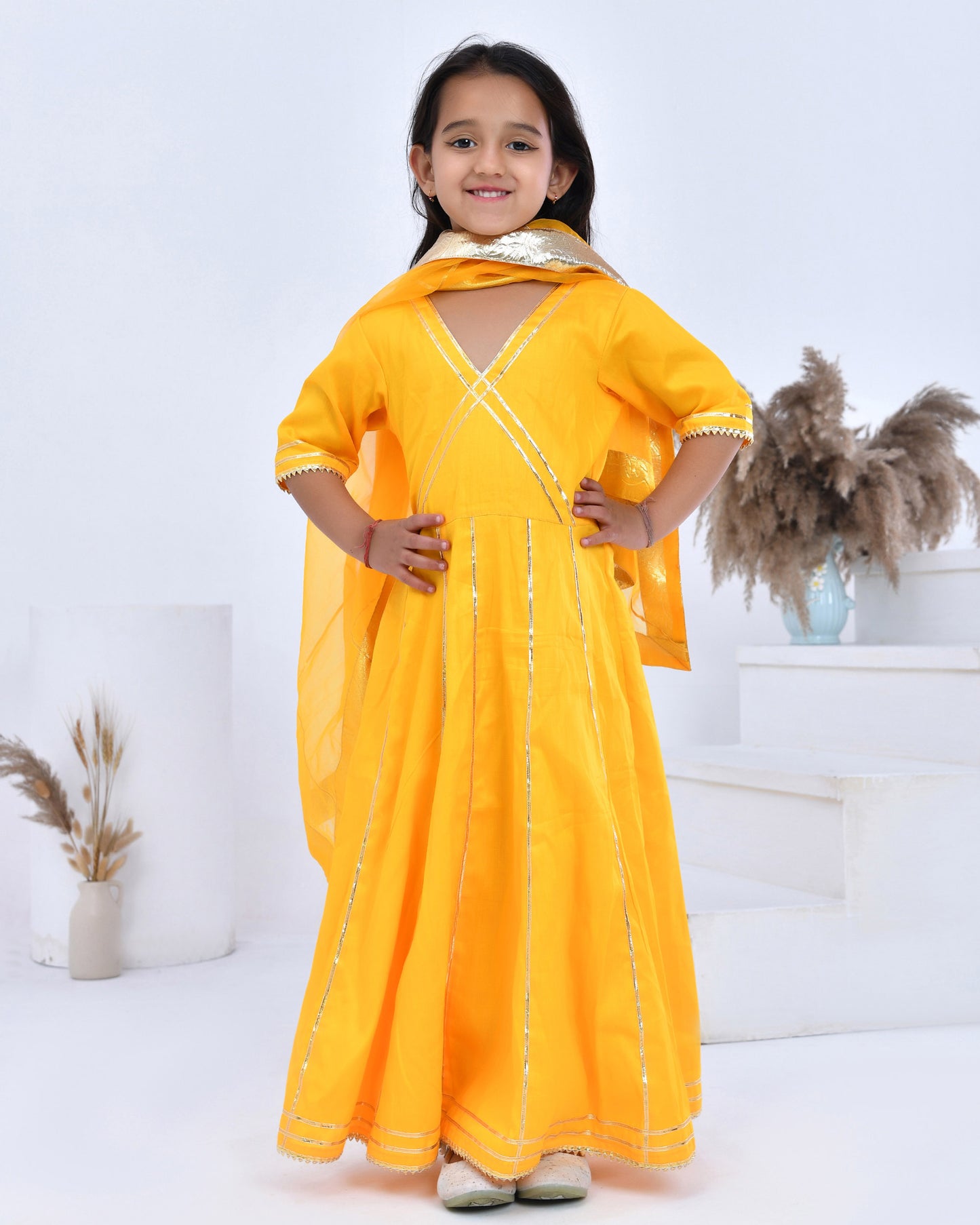 Yellow Gota Embellished Anarkali Set