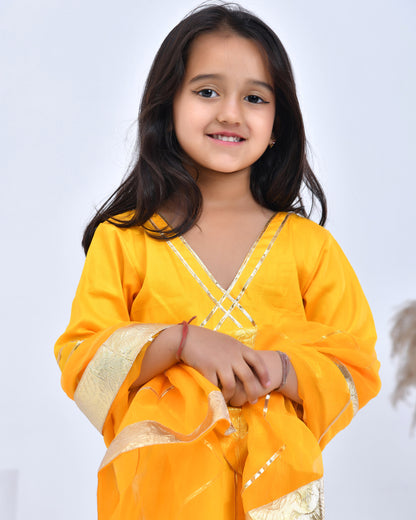Yellow Gota Embellished Anarkali Set