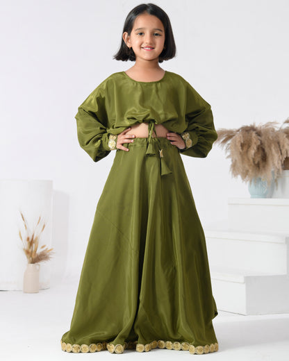 Olive Green Skirt Set