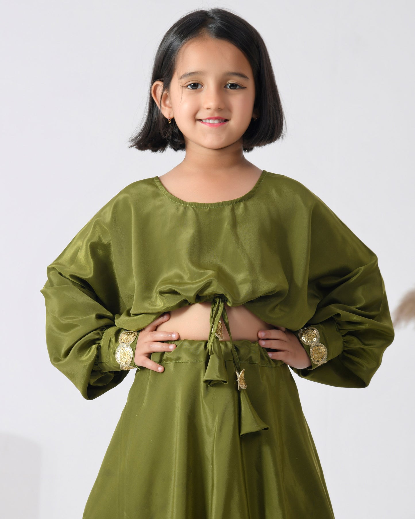 Olive Green Skirt Set