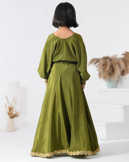 Olive Green Skirt Set