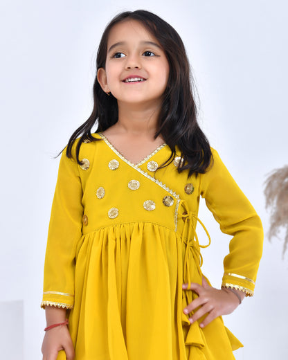 Yellow Georgette Sharara Set