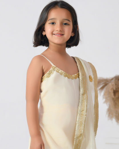 Ivory Color Crepe Sharara Set