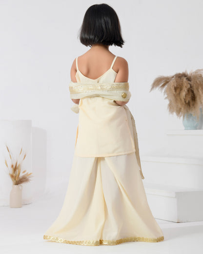 Ivory Color Crepe Sharara Set