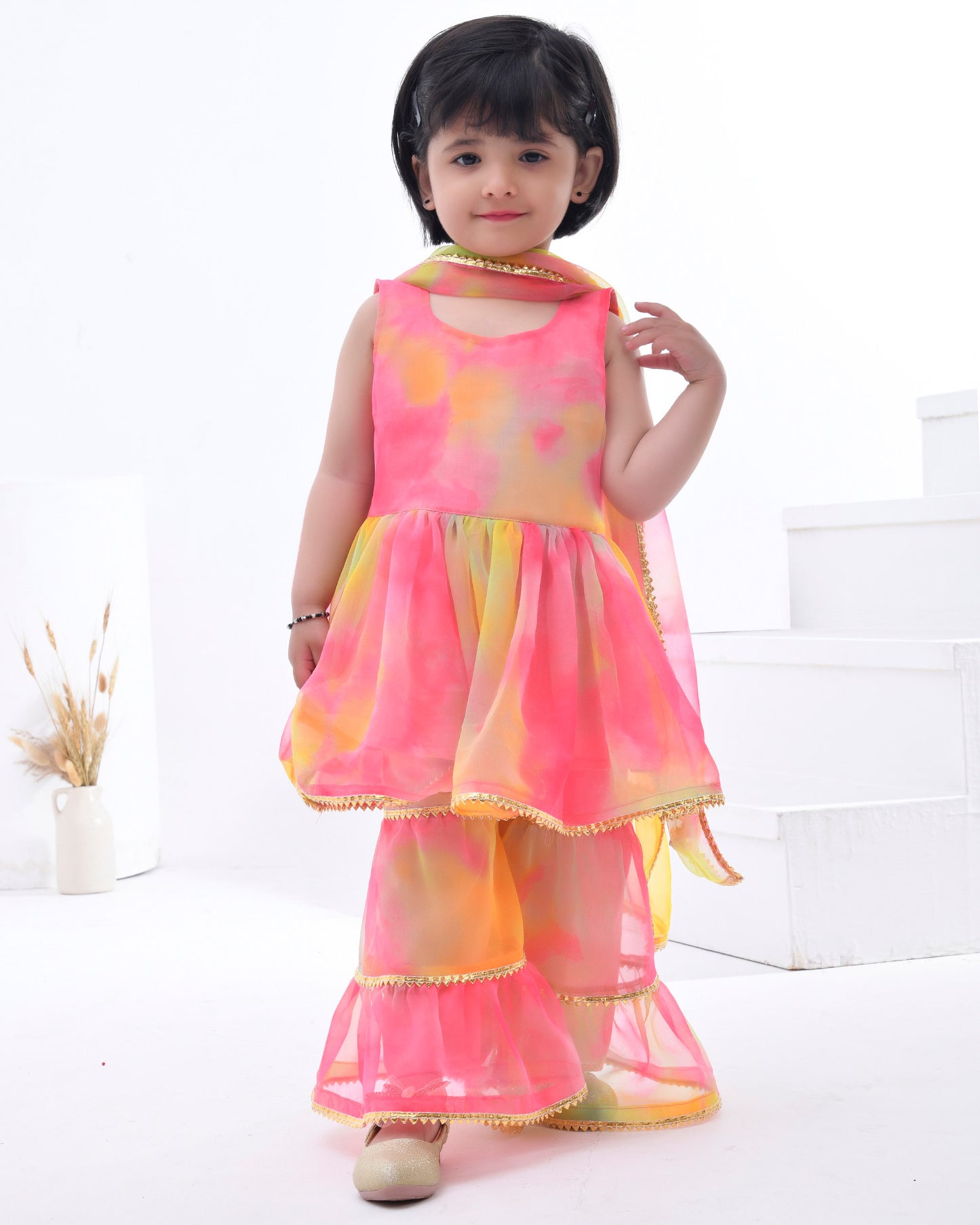 Multi Coloured Georgette Sharara Set