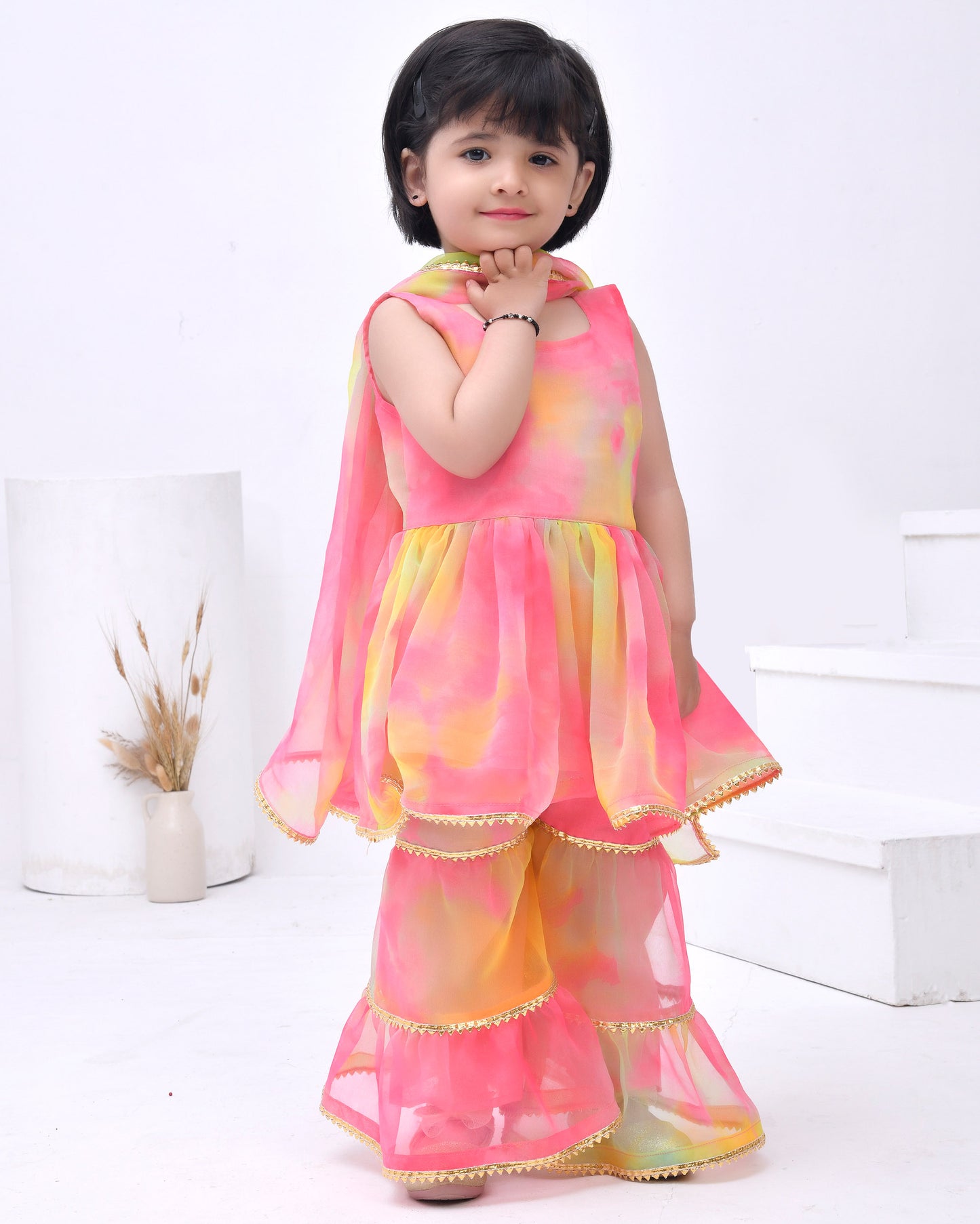 Multi Coloured Georgette Sharara Set