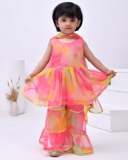 Multi Coloured Georgette Sharara Set