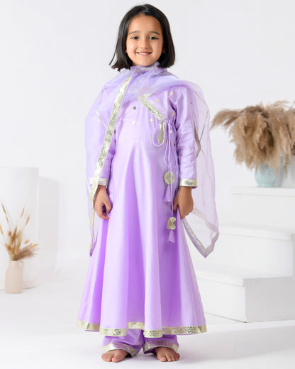 Lavender Cotton Silk Angarkha Set