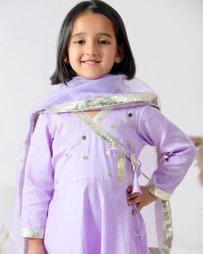 Lavender Cotton Silk Angarkha Set