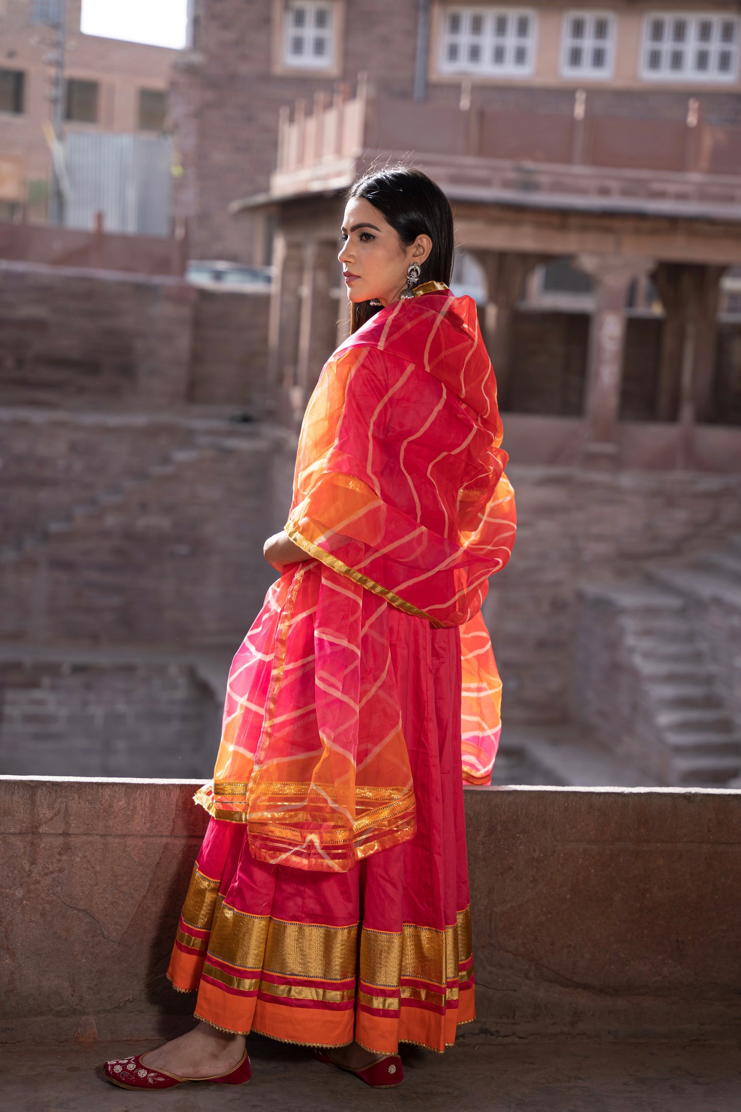 Rani Pink Gota Cotton Silk Anarkli & dupatta set