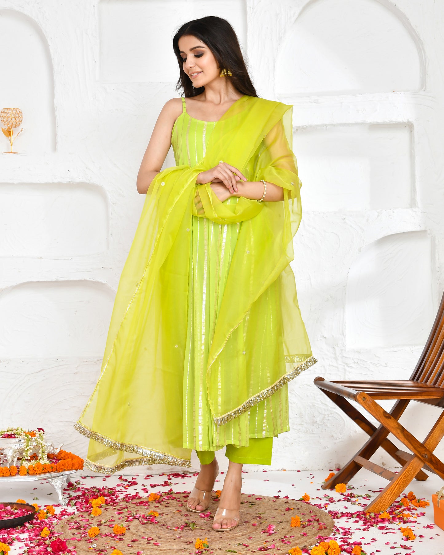Jaya Green Georgette Aari Suit Set