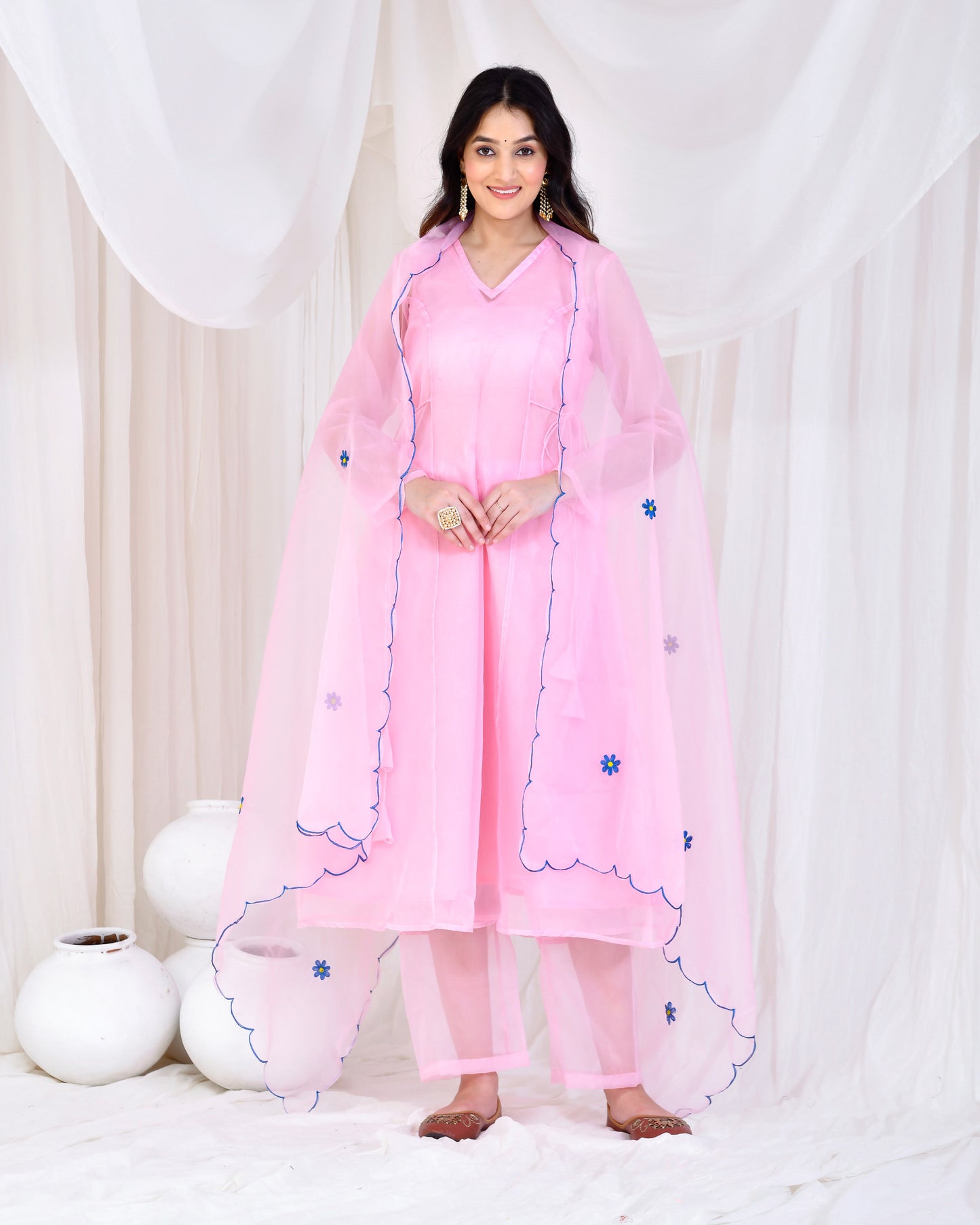 Pink Organza Designer Suit Set