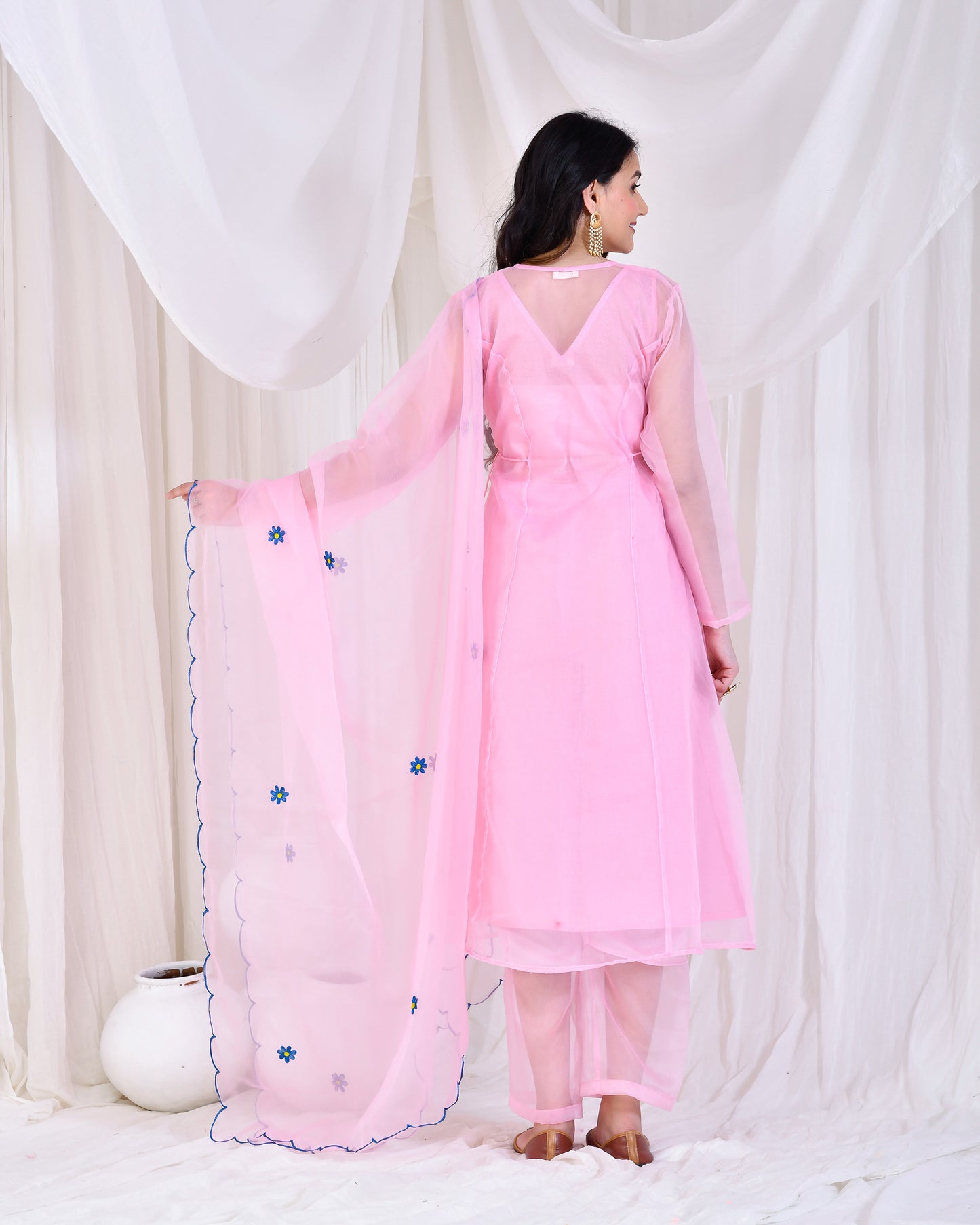 Pink Organza Designer Suit Set