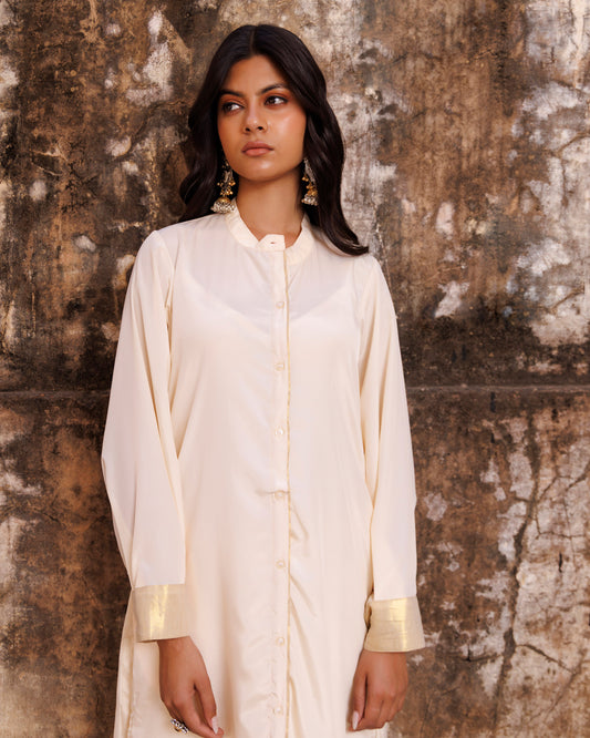 Ivory Crepe Oversized Shirt & Loose Fit Co-ord Set