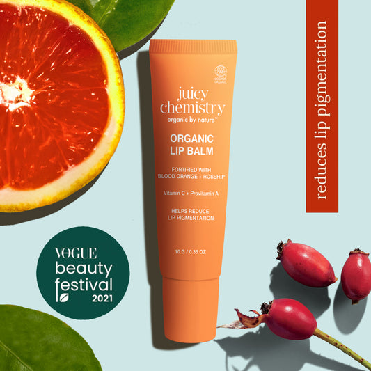 Juicy Chemistry Blood Orange & Rosehip Lip Scrub,10 g | Gentle Exfoliating Scrub For Dark Lips & Pigmentation | Organic Lip Exfoliator For Soft, Smooth, Supple And Luscious Lips|Suitable For Men & Women