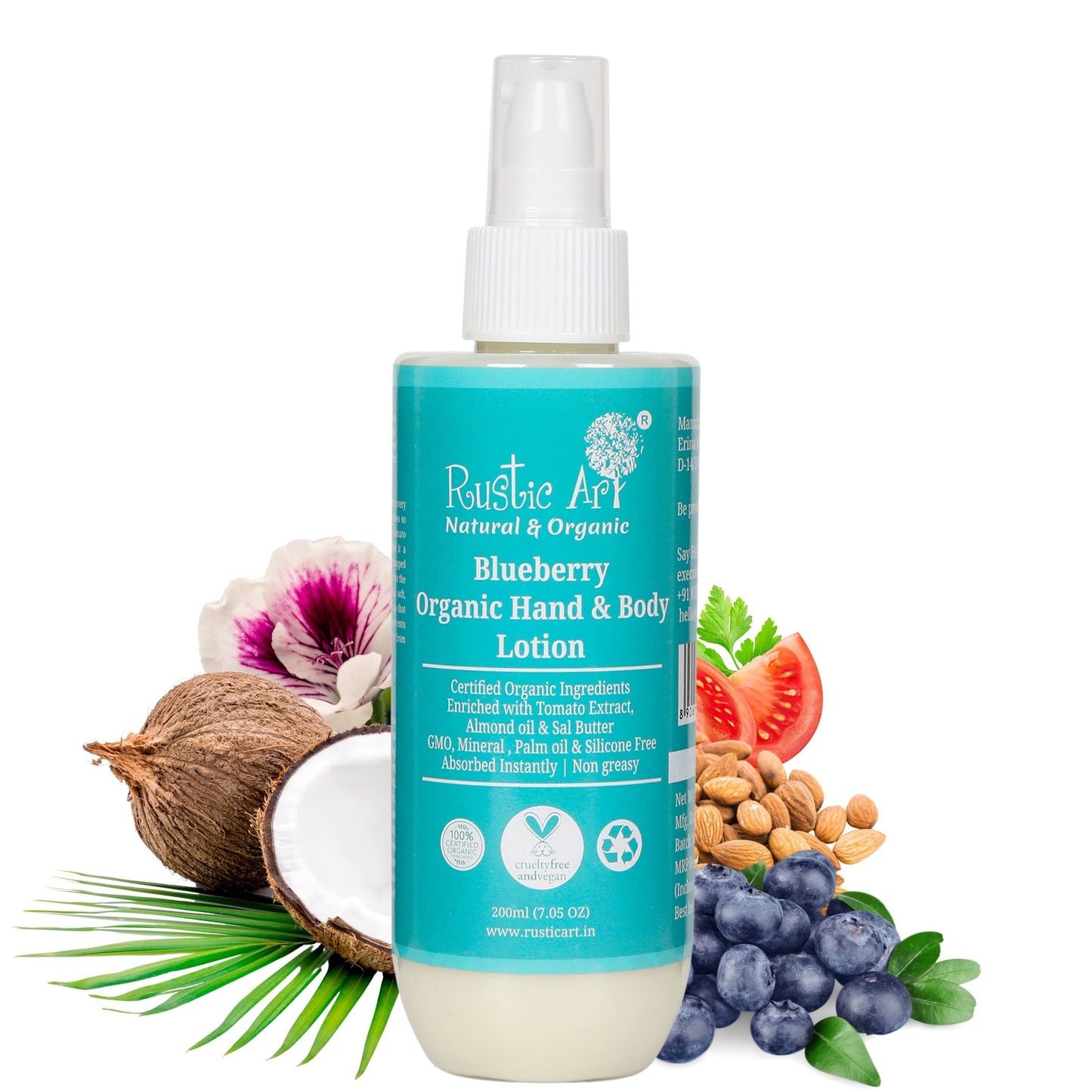 Blueberry Hand & Body Lotion (200ml), Rustic Art