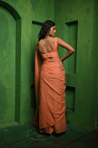 Caramel Delight I Peach Handloom Mul Modal Saree