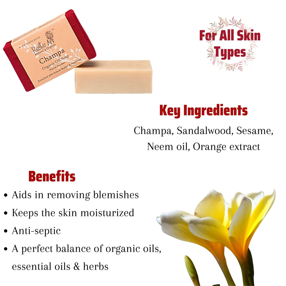 Champa Soap (100gm), Rustic Art