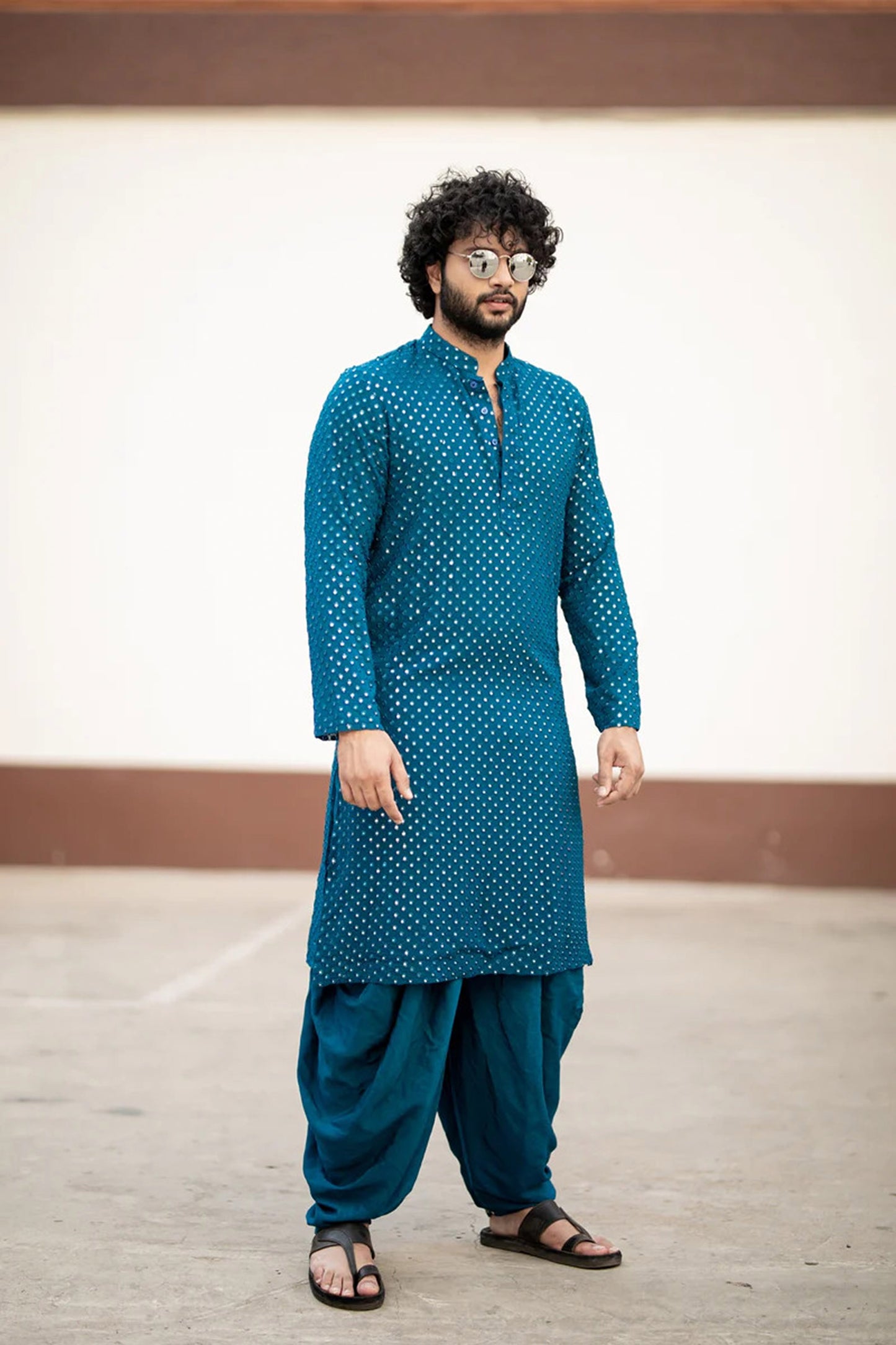 DJ Tillu Kurta set Teal Blue Georgette Intricate Embroidered Festive