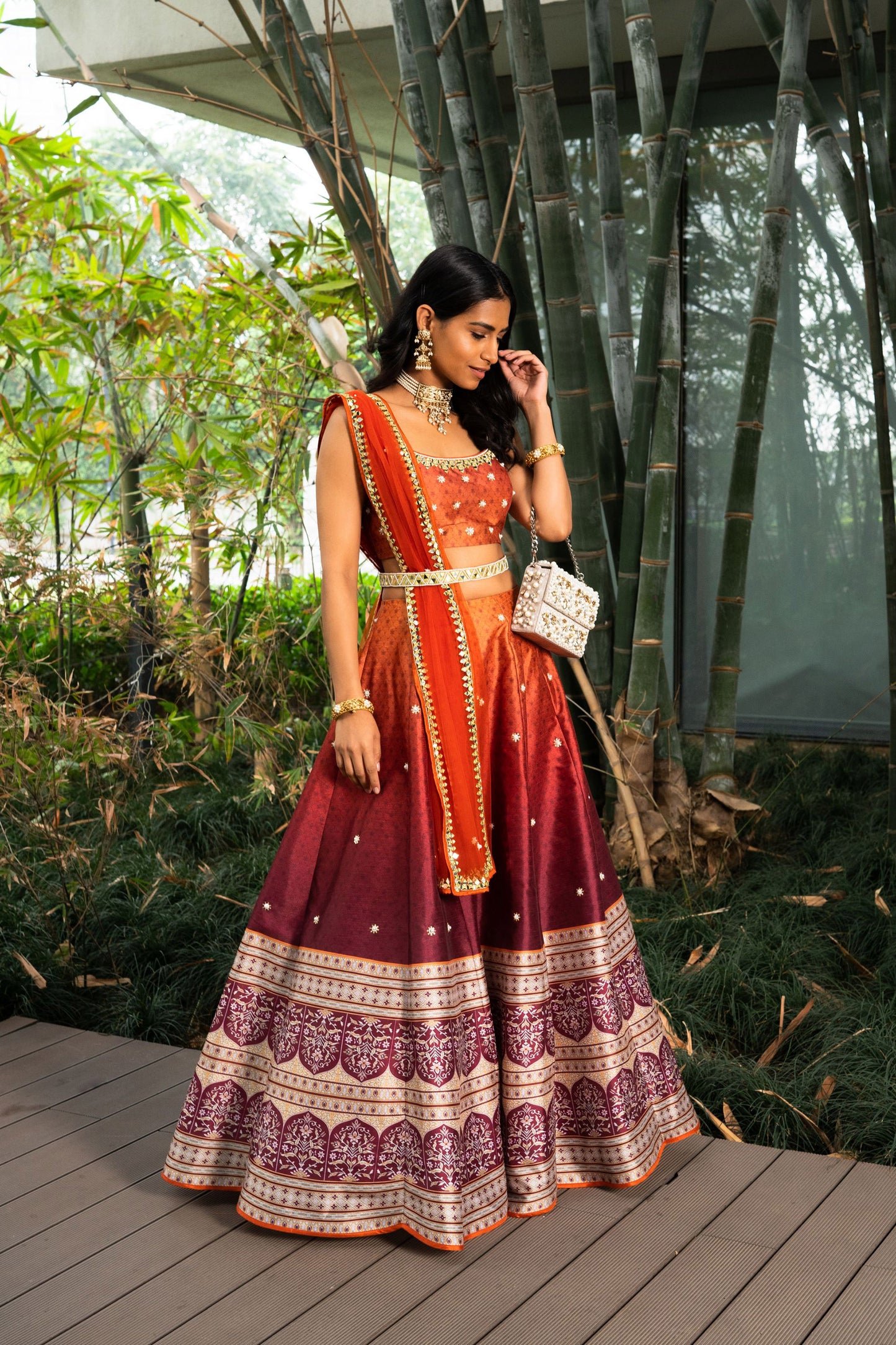 Orange Zeenat lehenga set