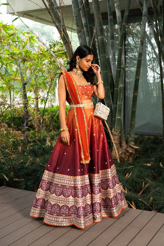 Orange Zeenat lehenga set
