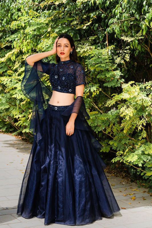 Blue Maheem lehenga set