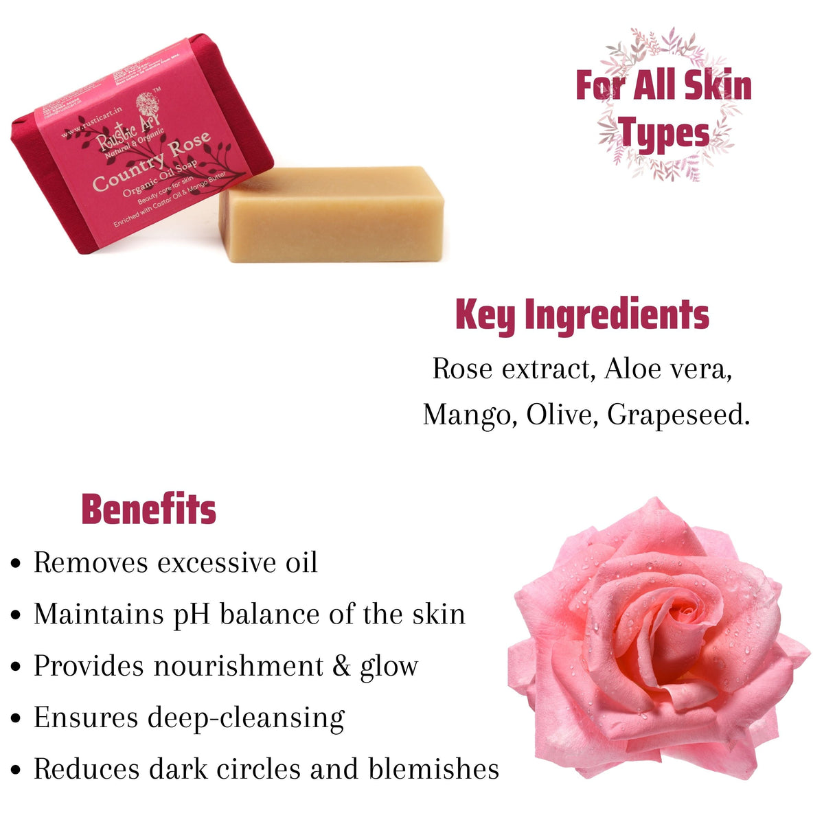 Country Rose Soap (100gm), Rustic Art