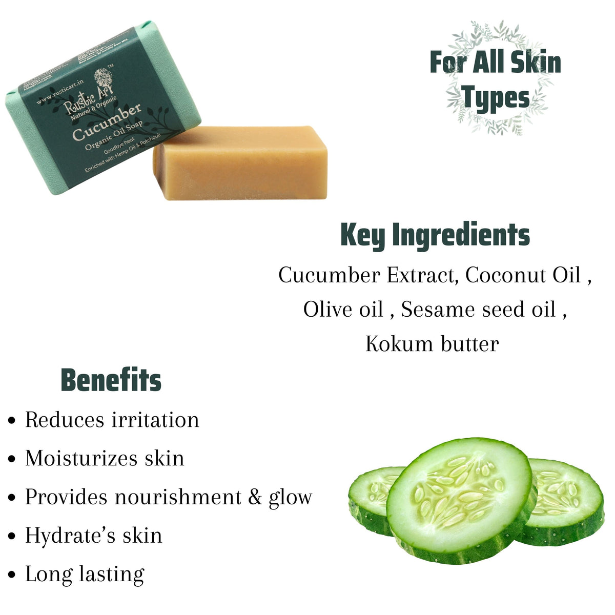 Cucumber Soap (100gm), Rustic Art