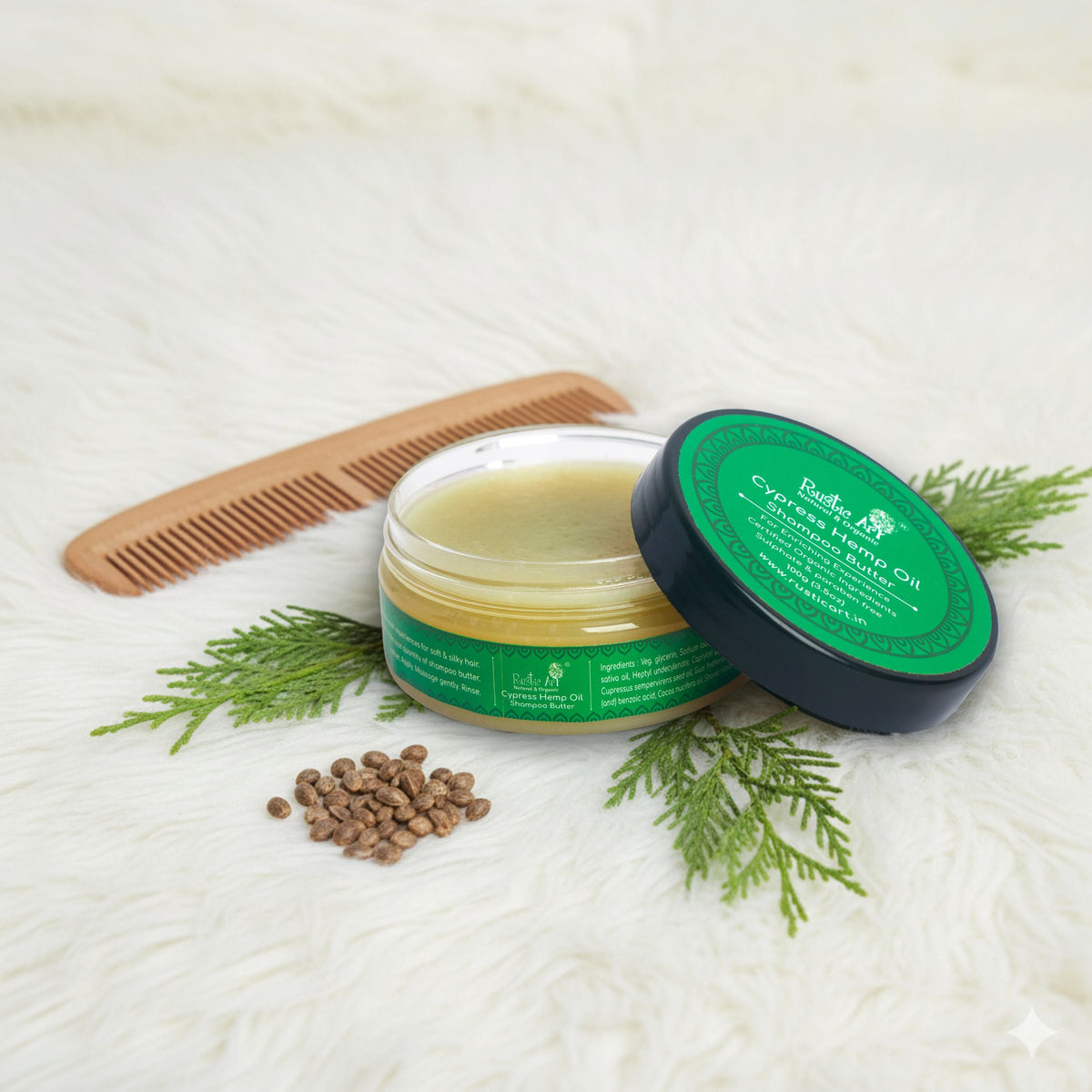 Cypress Hemp Oil Shampoo Butter (100gm)| Dry, Damaged Hair | Frizzy Hair |, Rustic Art