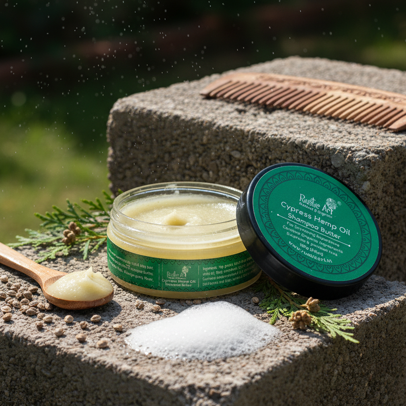 Cypress Hemp Oil Shampoo Butter (100gm)| Dry, Damaged Hair | Frizzy Hair |, Rustic Art
