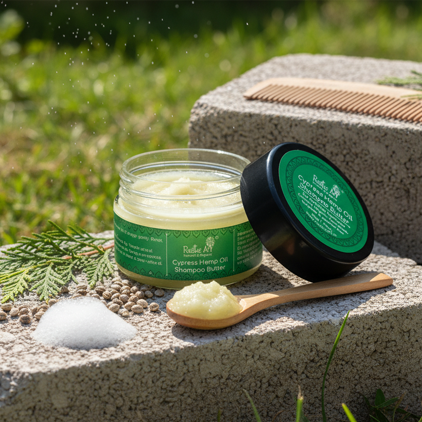 Cypress Hemp Oil Shampoo Butter(50g) | Dry, Damaged Hair | Frizzy Hair |, Rustic Art