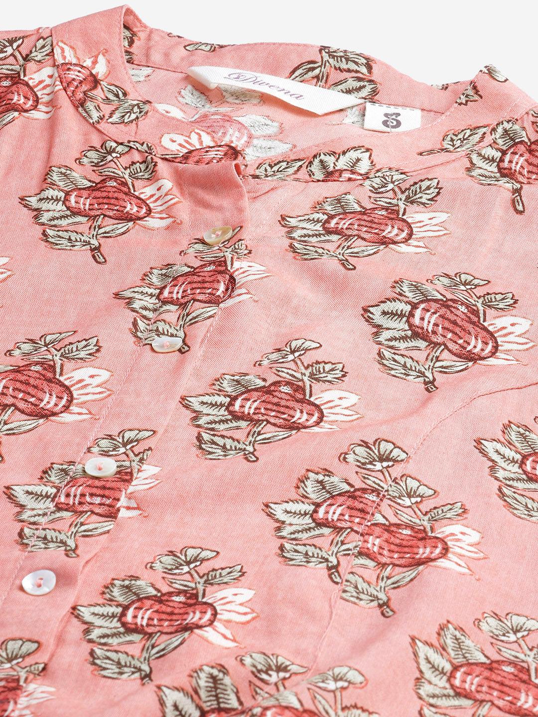  Peach Printed Rayon Top 
