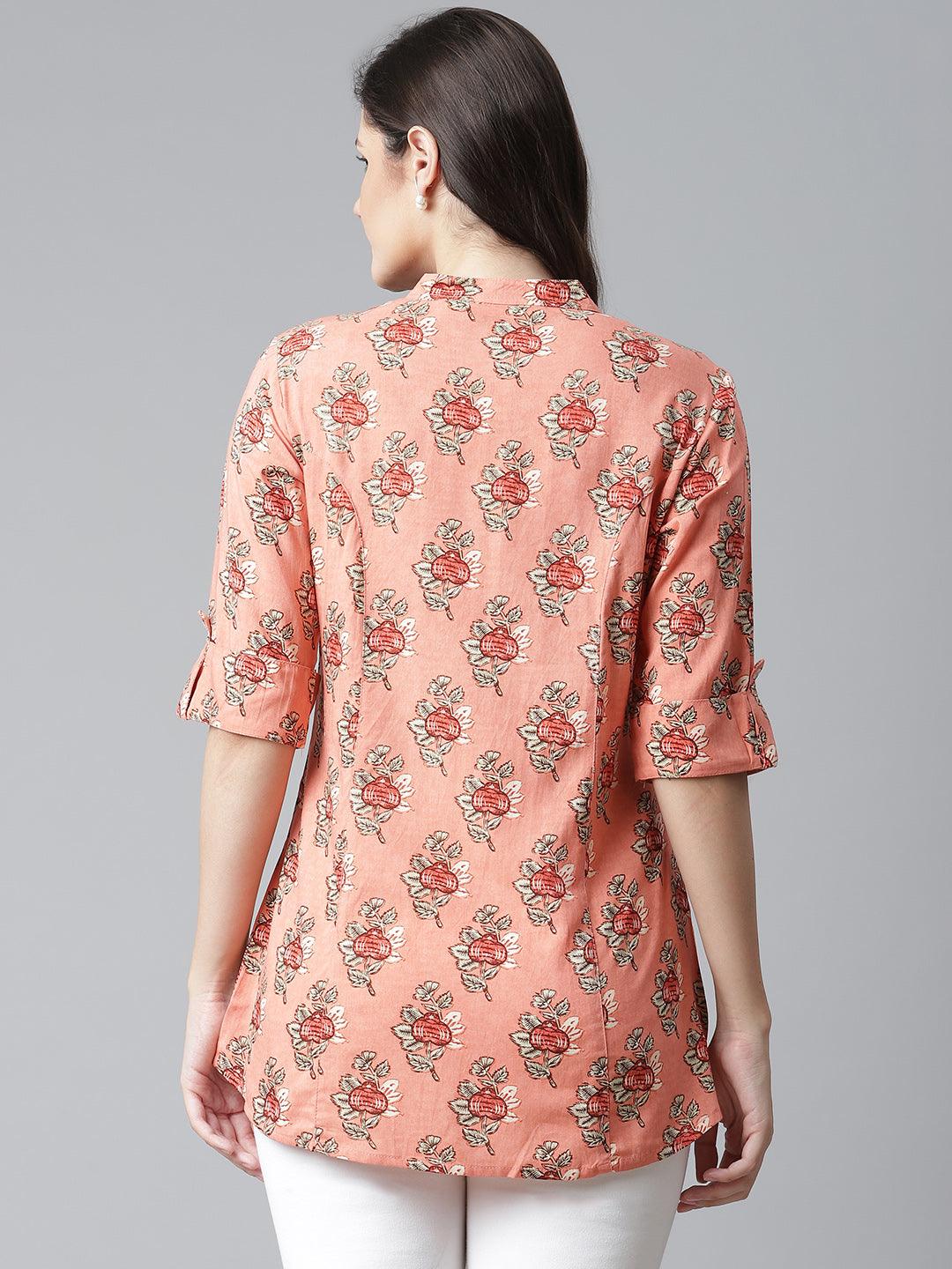 Peach Printed Rayon Top 