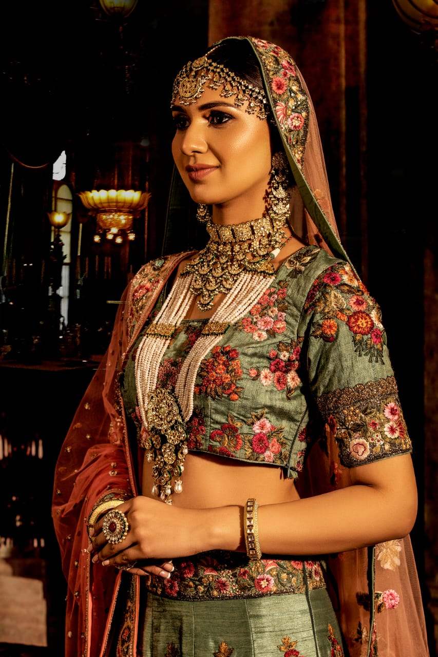 Devana Royal Jade Green Bridal Lehenga