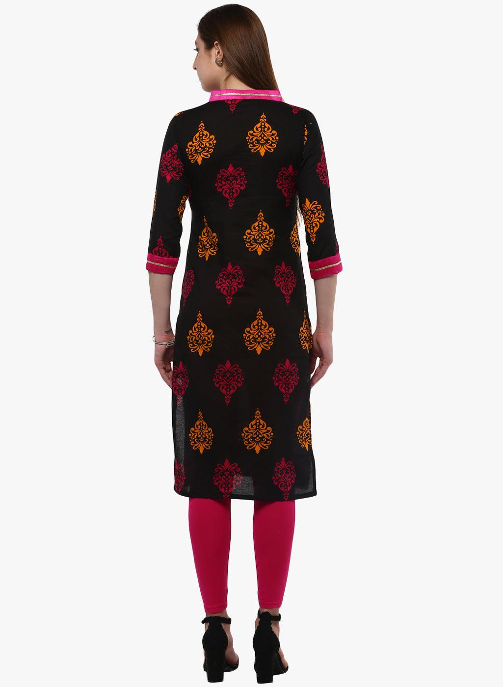  Printed Black cotton Kurti 