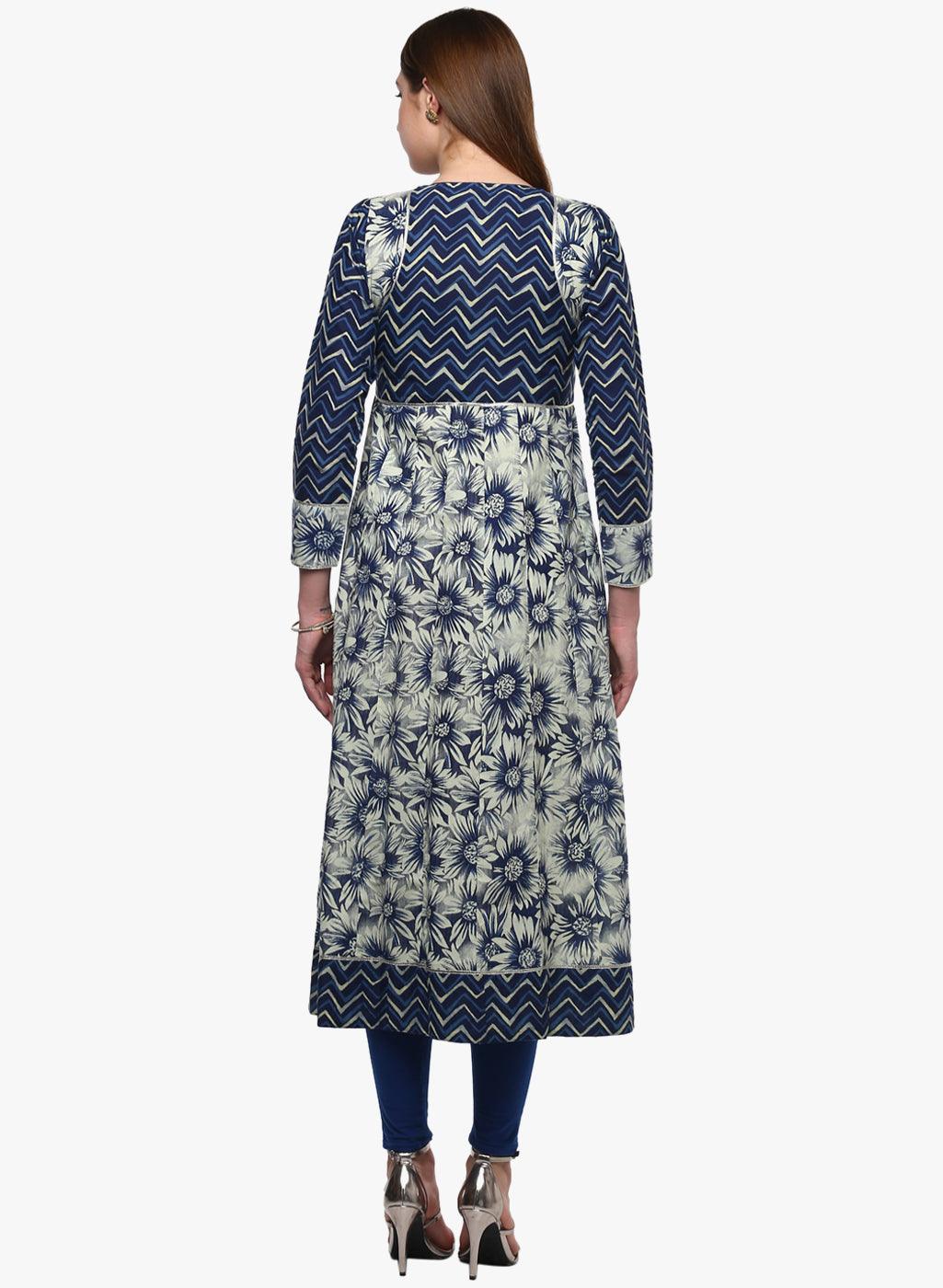  Indigo Printed Anarkali 