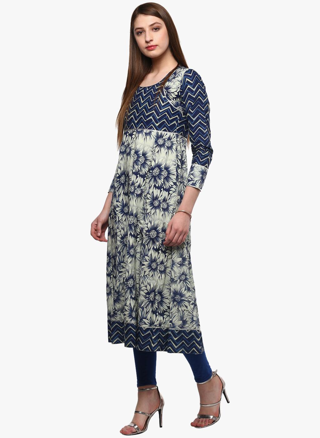  Indigo Printed Anarkali 