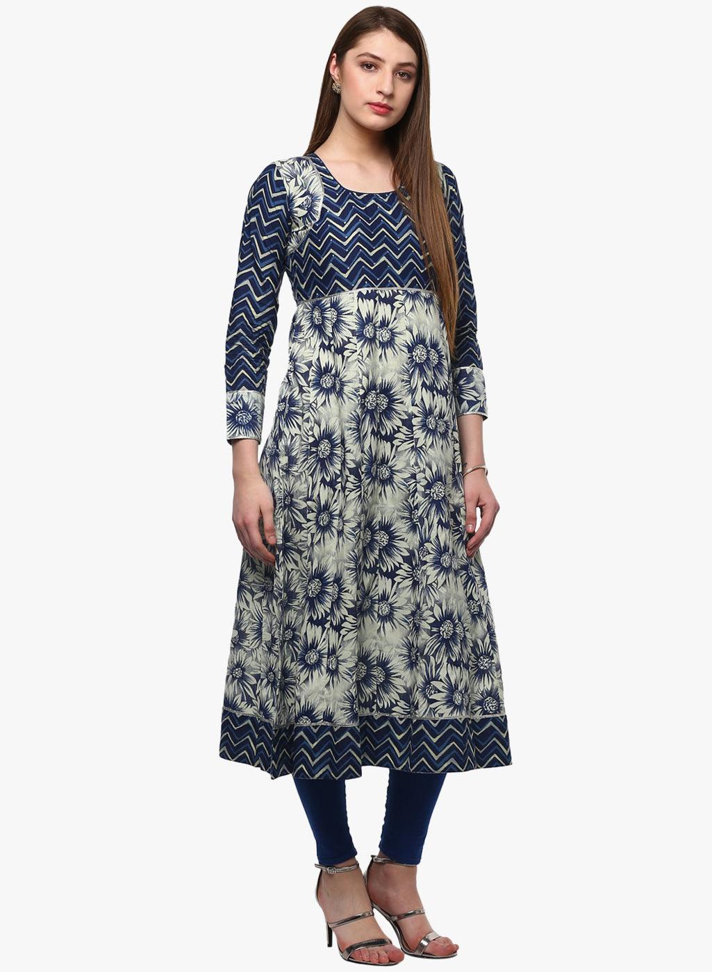  Indigo Printed Anarkali 