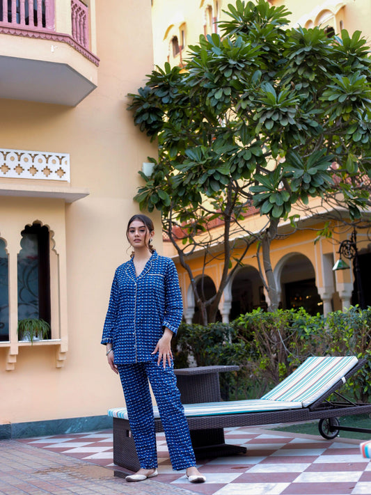  Blue Printed Night suit - world.com