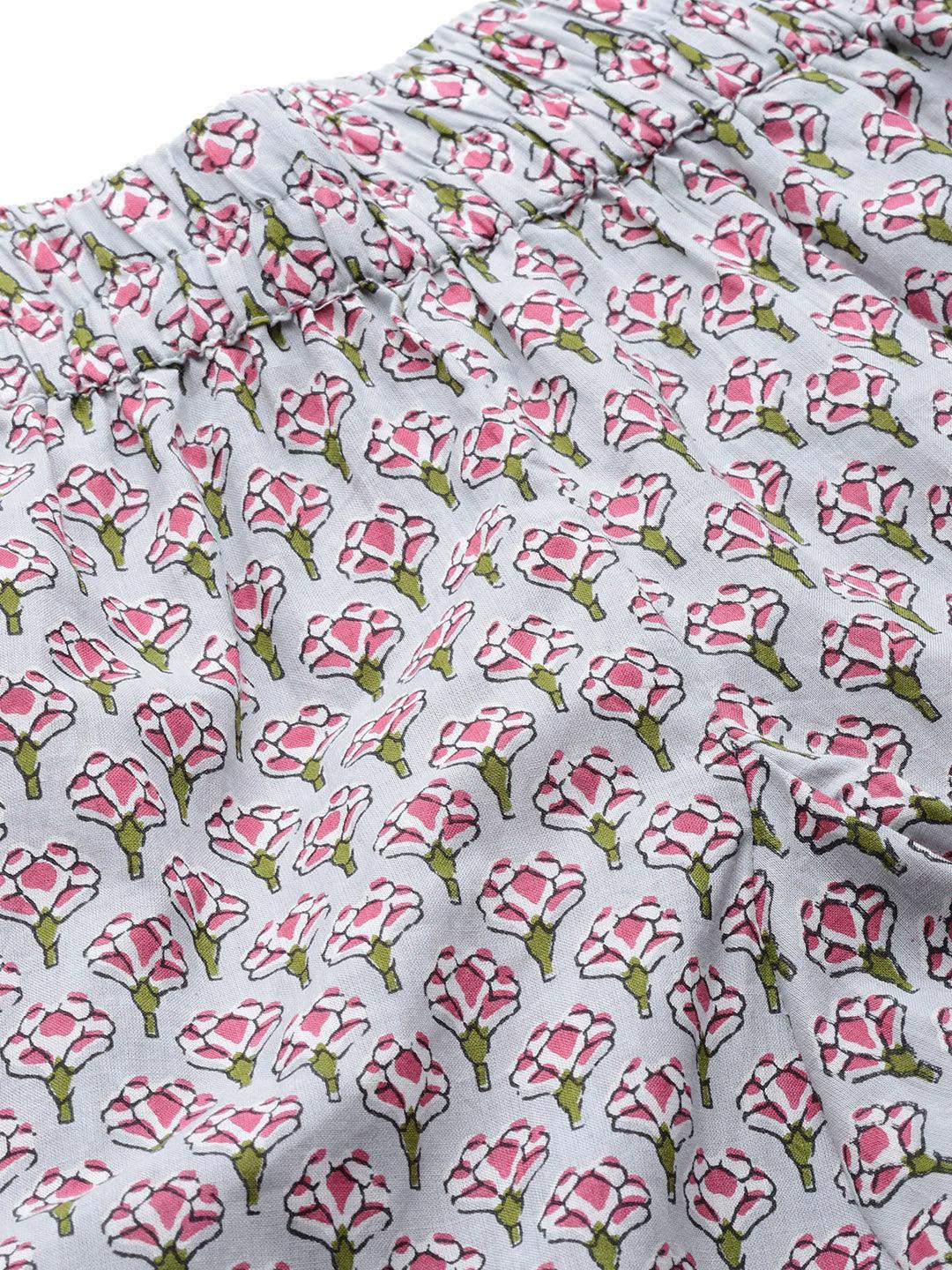  Grey Printed Loungewear/Nightwear 