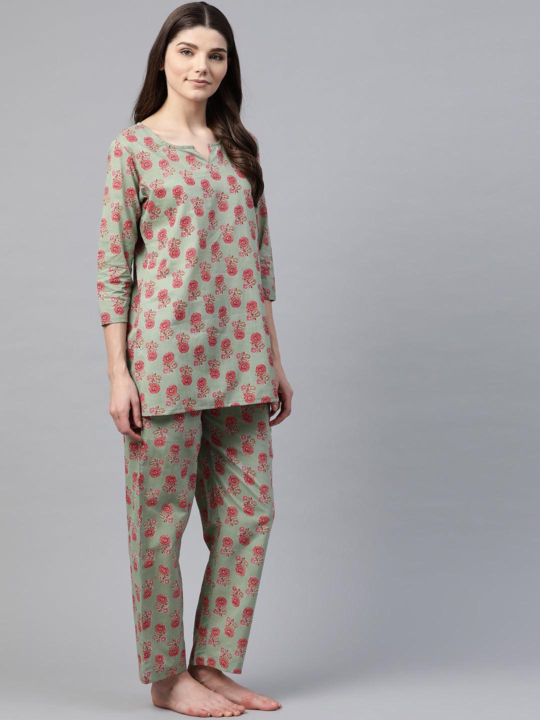  Green Printed Loungewear /Nightwear 