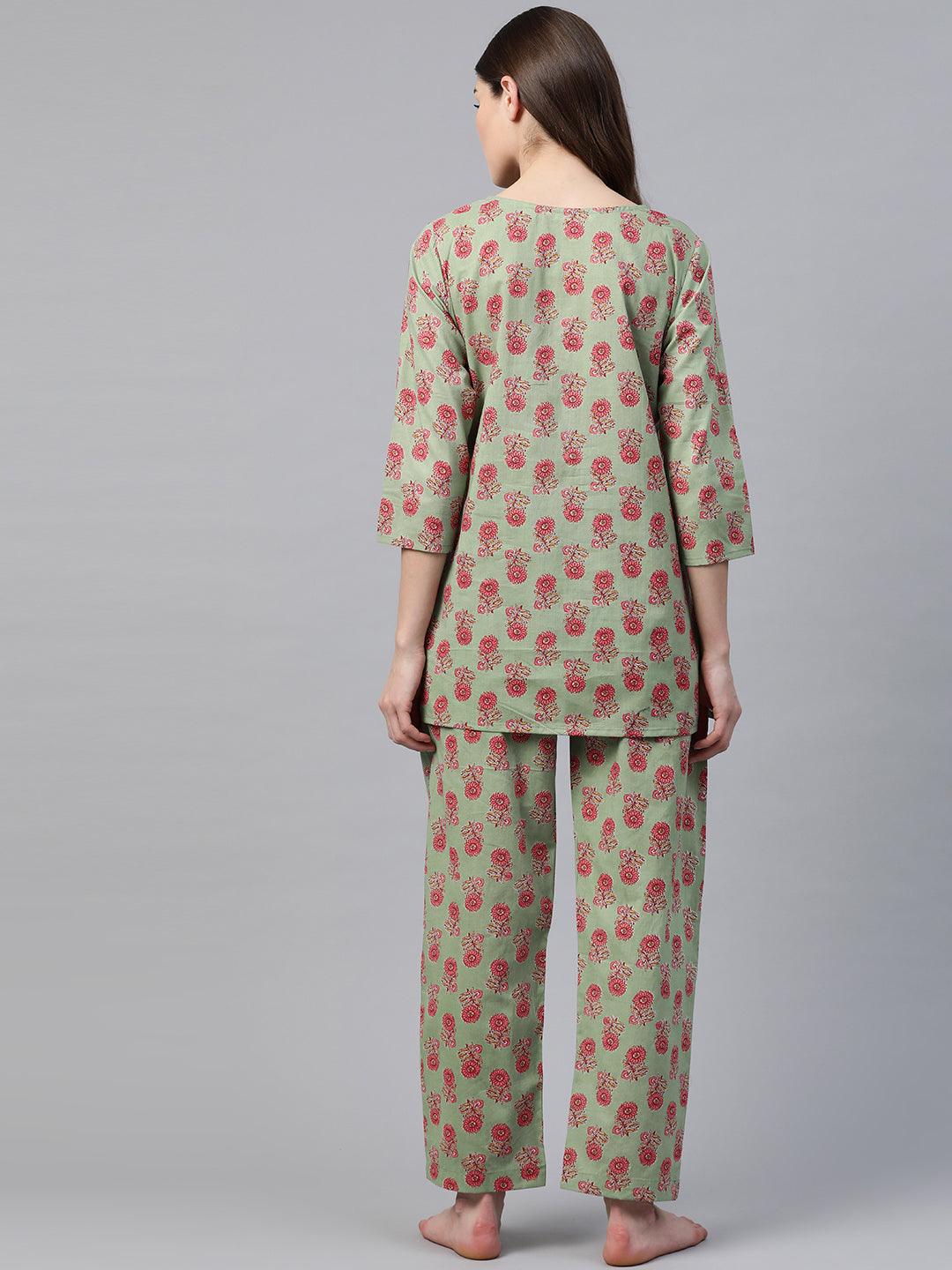  Green Printed Loungewear /Nightwear 