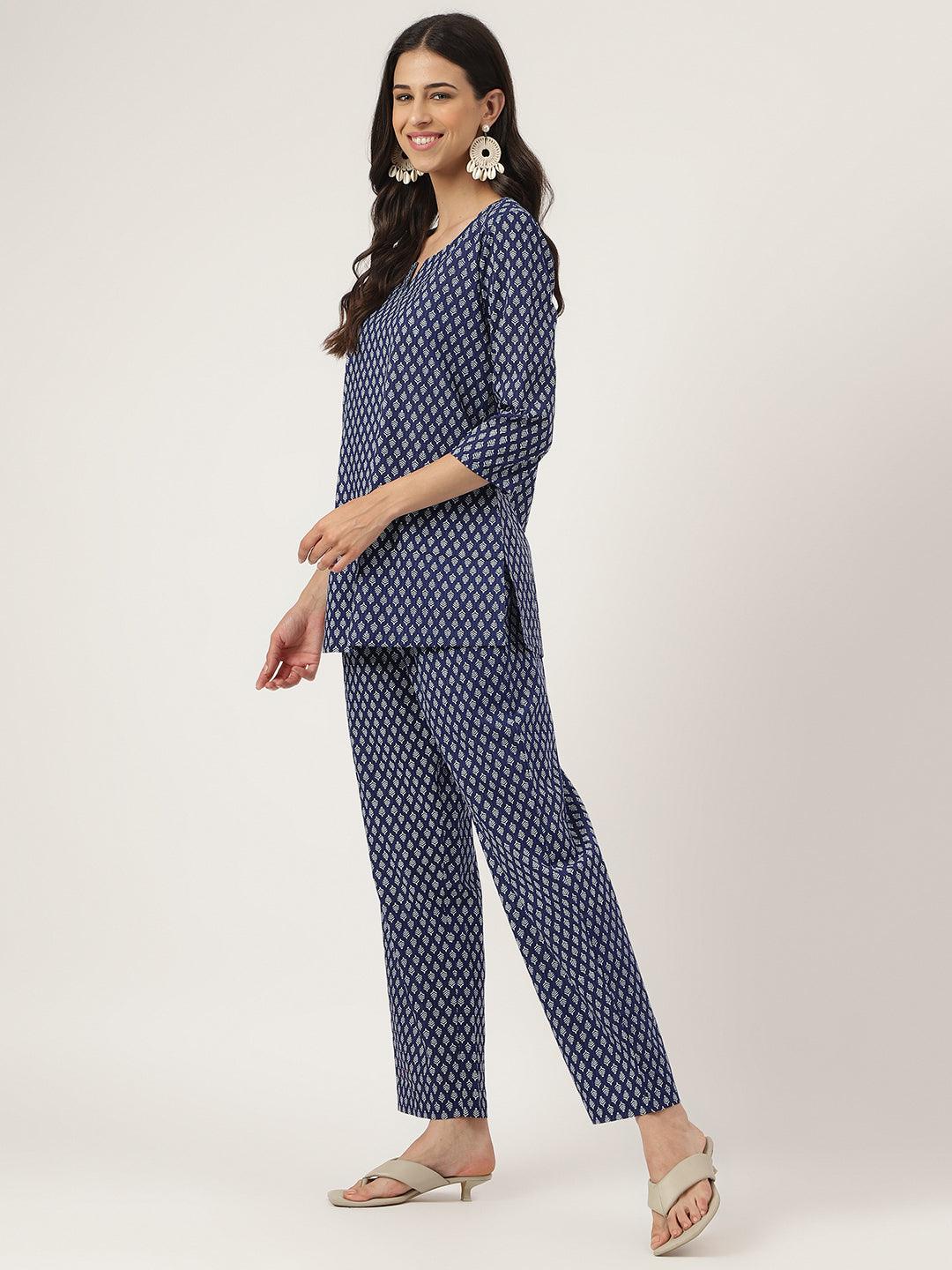  Blue Printed Loungewear/Nightwear 