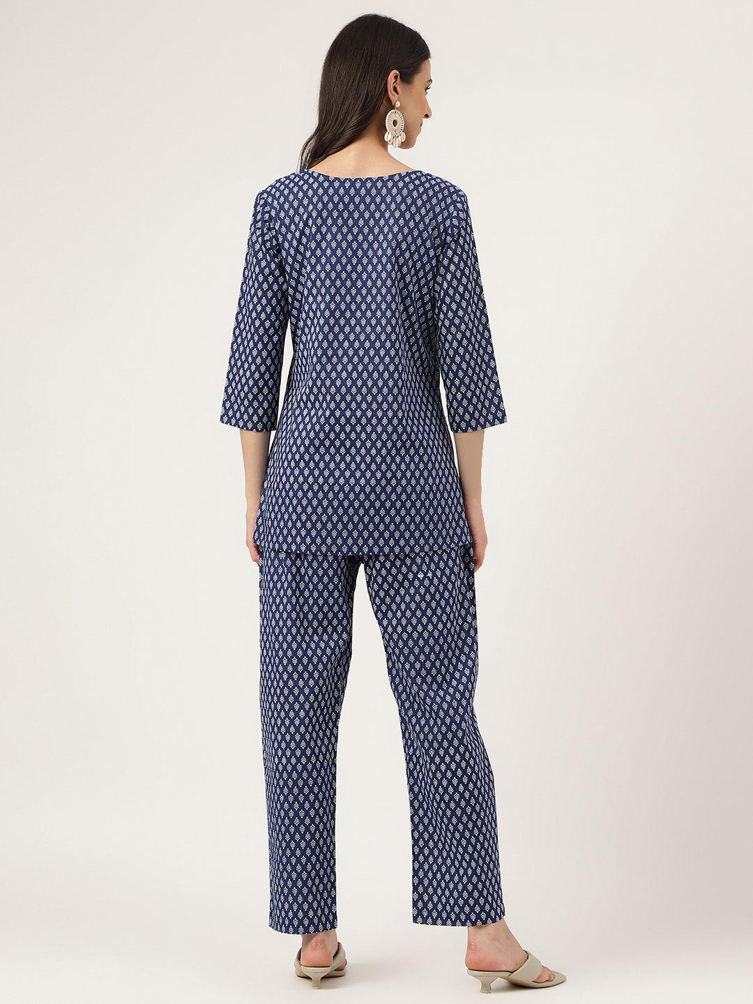  Blue Printed Loungewear/Nightwear 