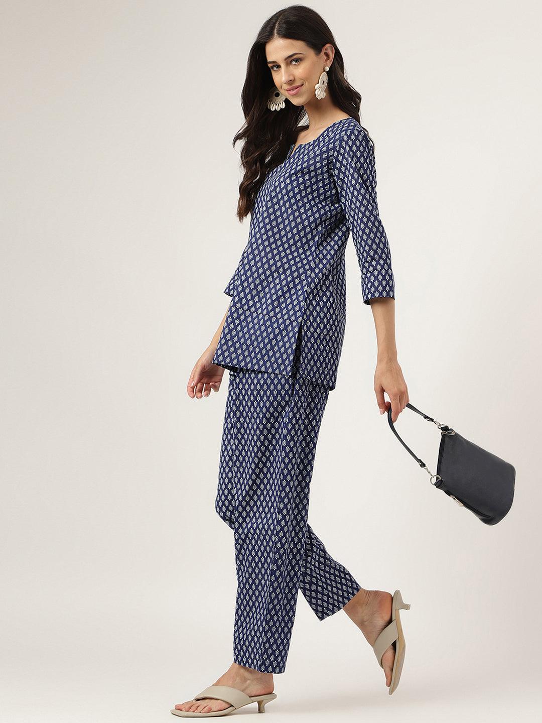  Blue Printed Loungewear/Nightwear 