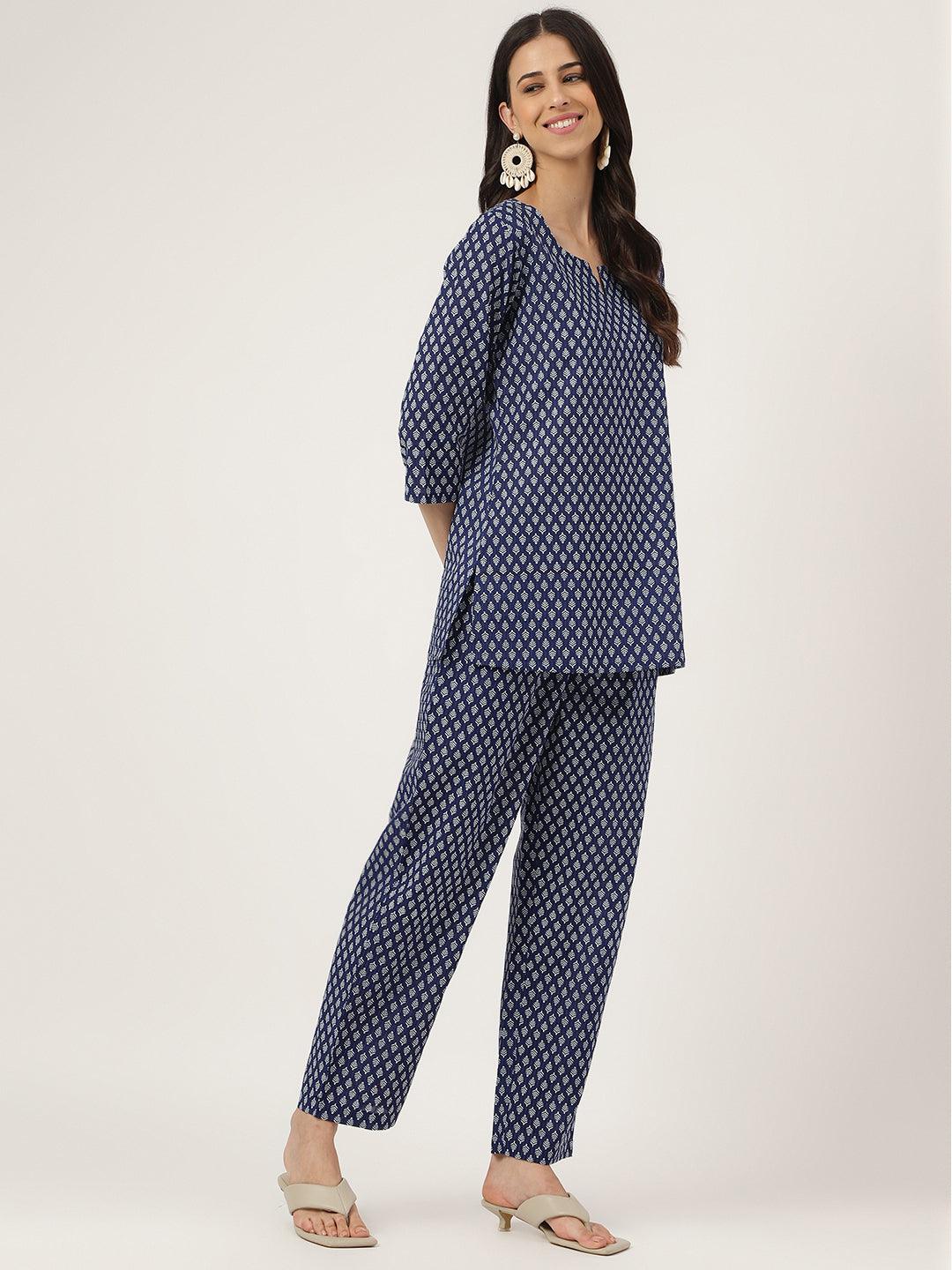  Blue Printed Loungewear/Nightwear 